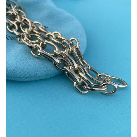 Tiffany & Co. 18K Gold 27 Clasping Links Necklace Choker 4 Charms 15.3” Pristine - Picture 15 of 16